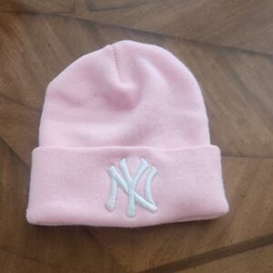 NY Pink Woman's Winter Hat with Embroidered Logo